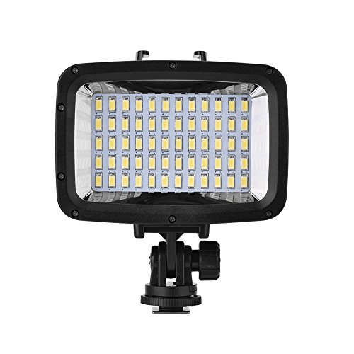 Kafuty Lumière de caméra 40m / 130ft sous-Marine étanche plongée vidéo 60pcs LED 16: 9 Lampe de Remplissage à écran Large pour Appareil Photo et Smartphone